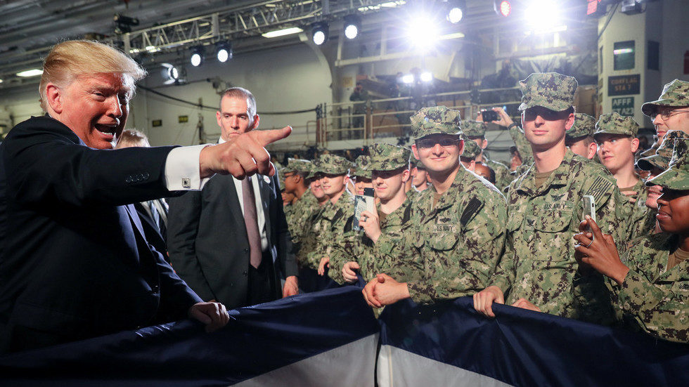 Trump with troops