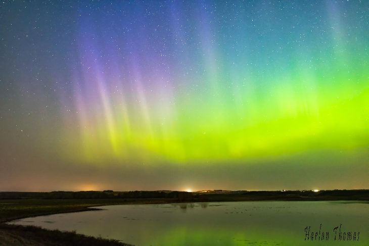 Click to enlarge Rainbow auroras NW of Calgary