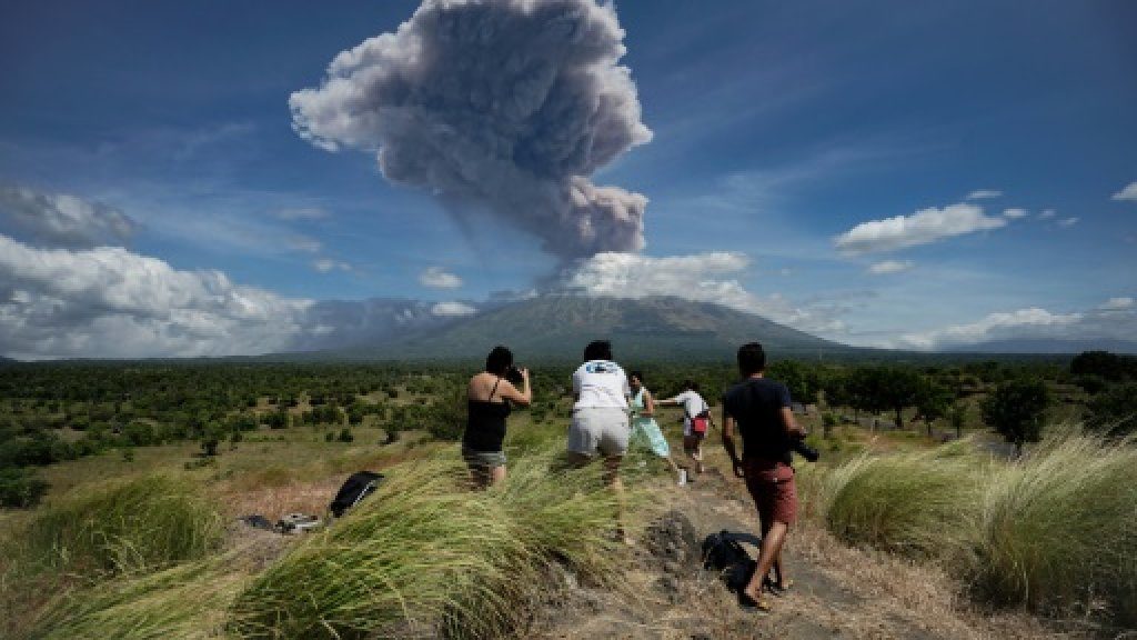 Mount Agung is about 70 kilometres from the tourist hub of Kuta