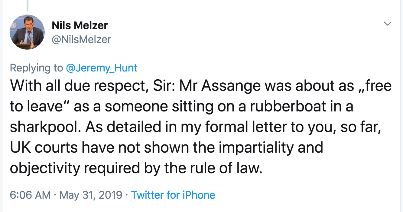 Melzer twitter Hunt assange