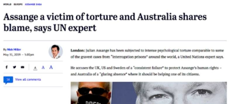 Click to enlarge assange headline australia
