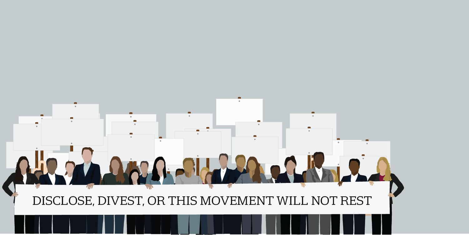 divestment protest graphic