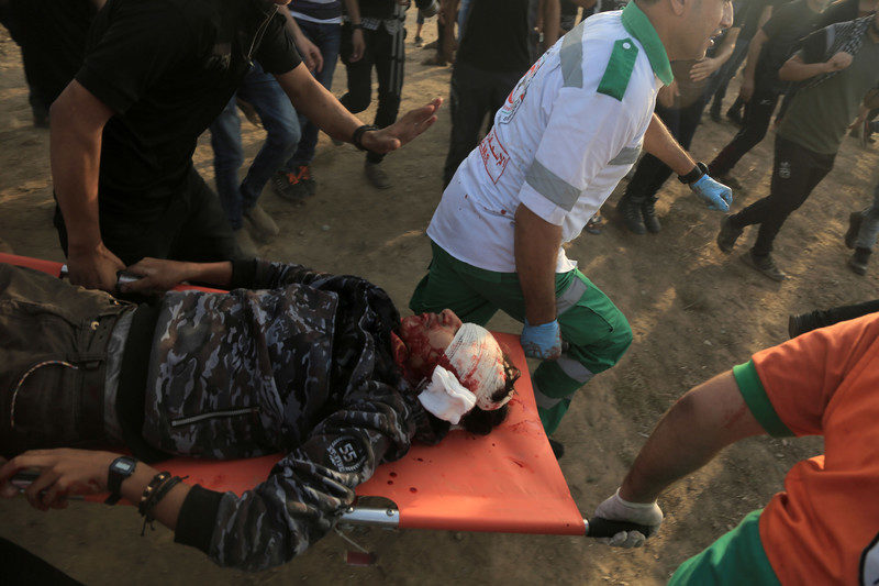 Click to enlarge injured palestinian great march of return