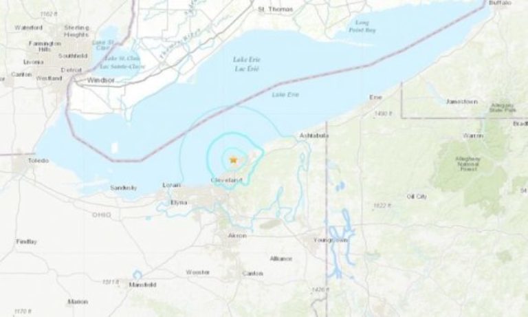 Click to enlarge A 4.0 magnitude earthquake struck near Cleveland, Ohio