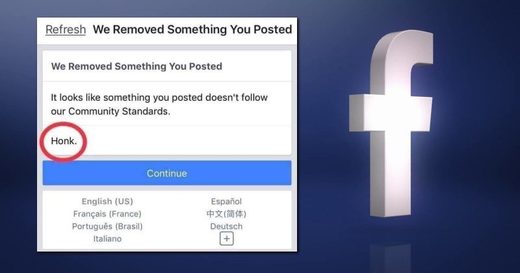 Facebook says using the word "honk" violates its community standards Facebook says using the word "honk" violates its community standards