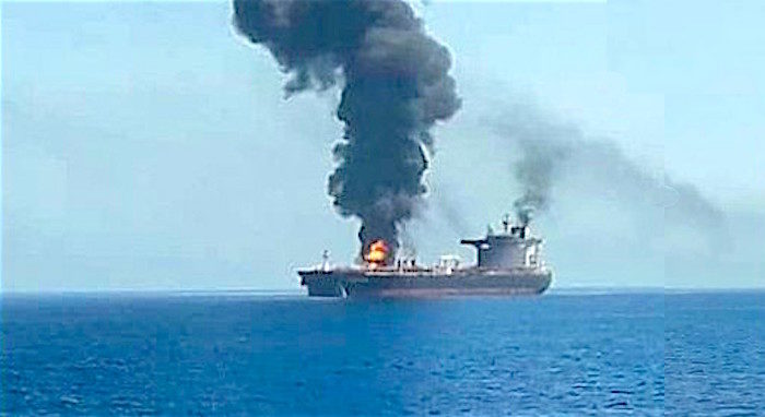 Click to enlarge Tanker on fire