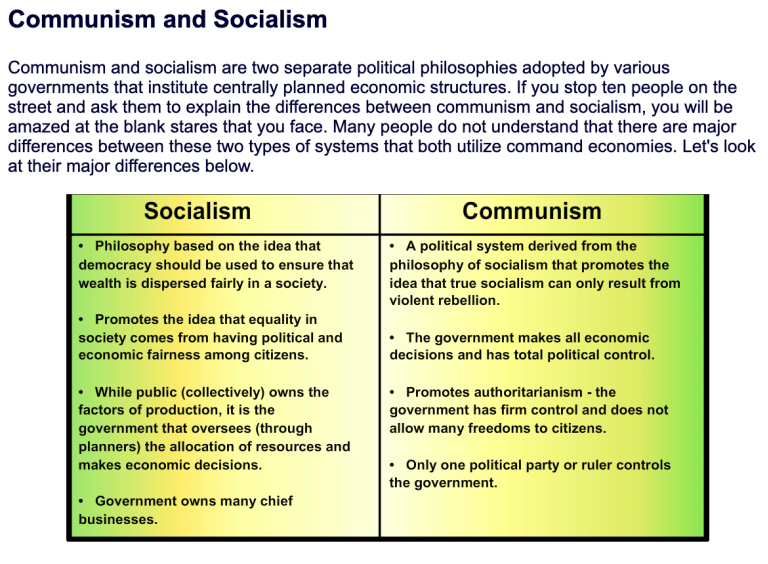 socialism communism