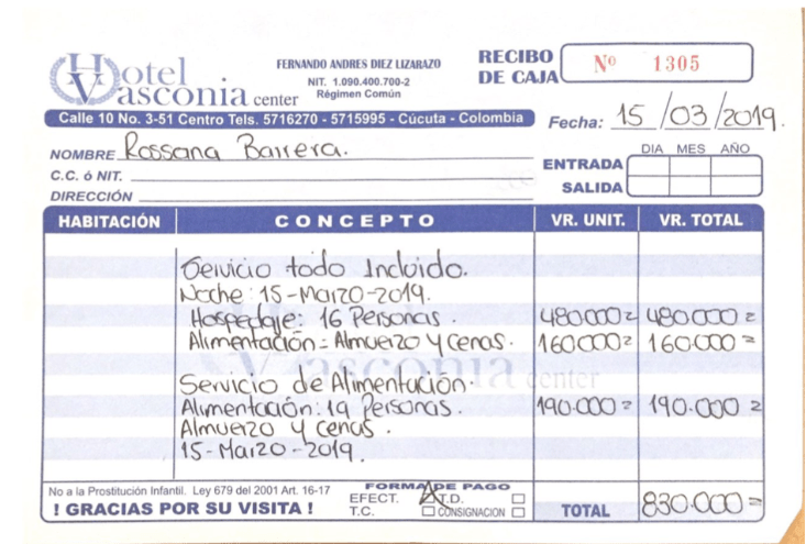 Click to enlarge receipt guaido columbia embezzlement