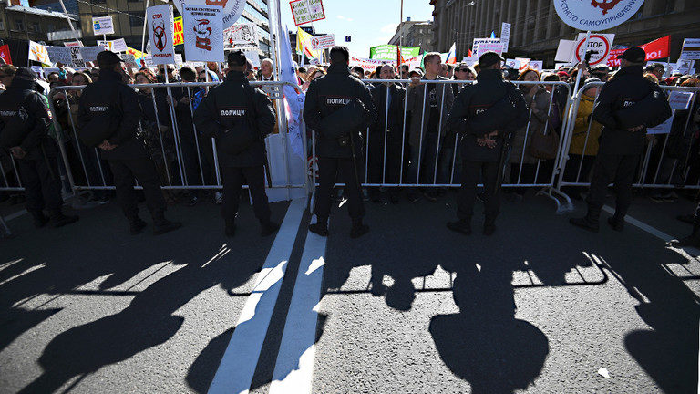 police and protesters