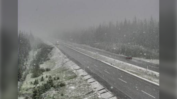 DriveBC highway camera shows snowy conditions