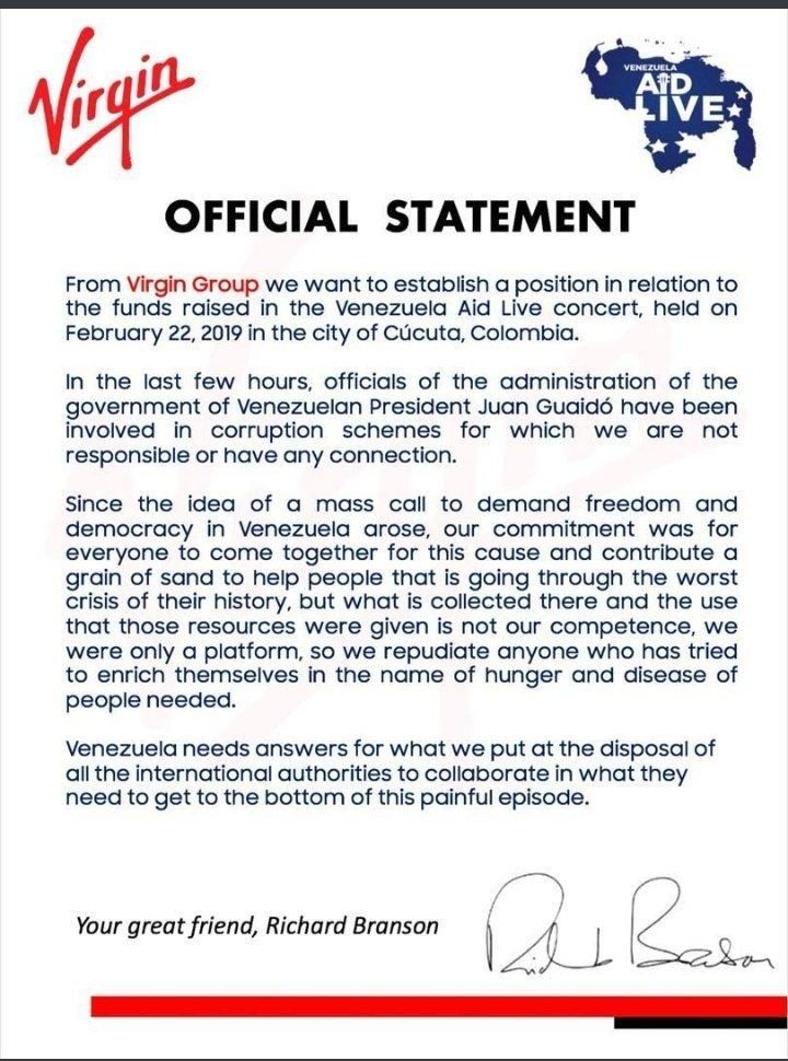 Click to enlarge richard branson statement guaido