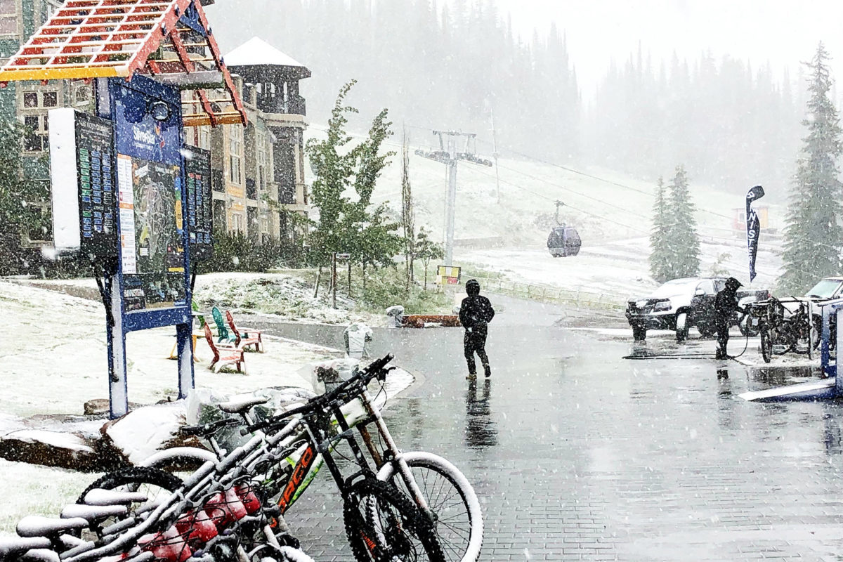 SilverStar Mountain Resort gets a white surprise June 20, the day before biking season gets into gear.