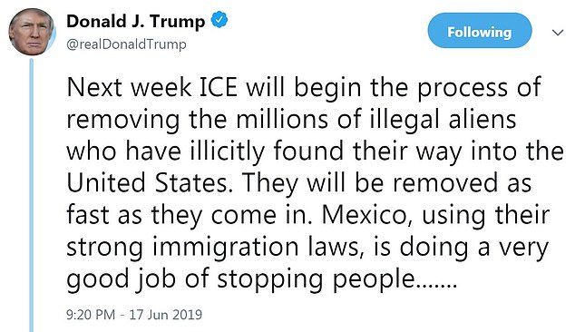 Click to enlarge trump tweet ice raid deportations