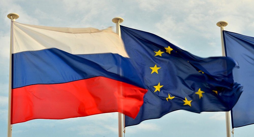 Russia European Union EU flags