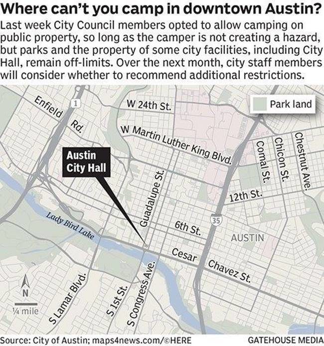 map austin texas city hall camping homeless