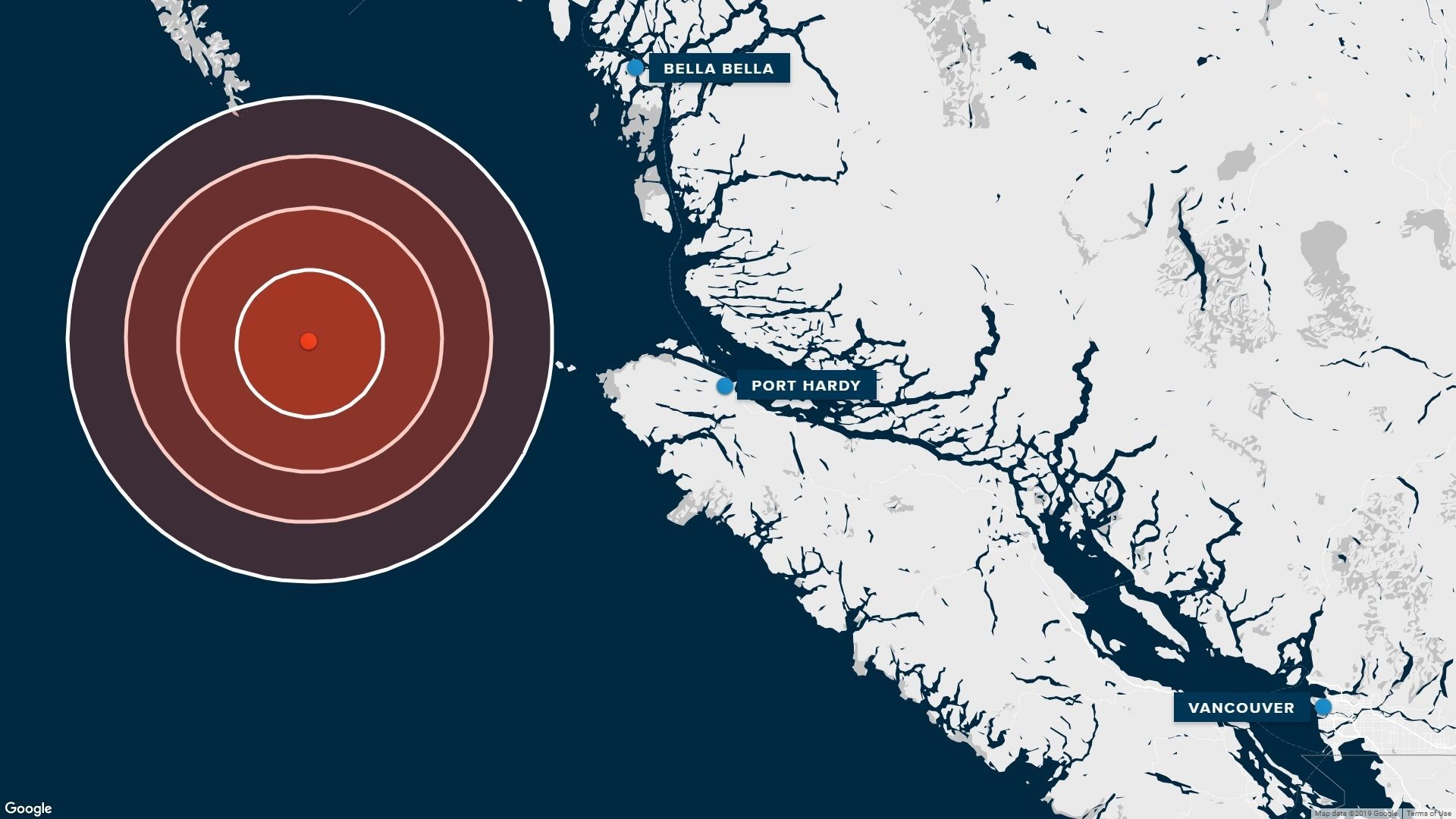 Earthquake of magnitude 6.5 strikes northwest off Canada