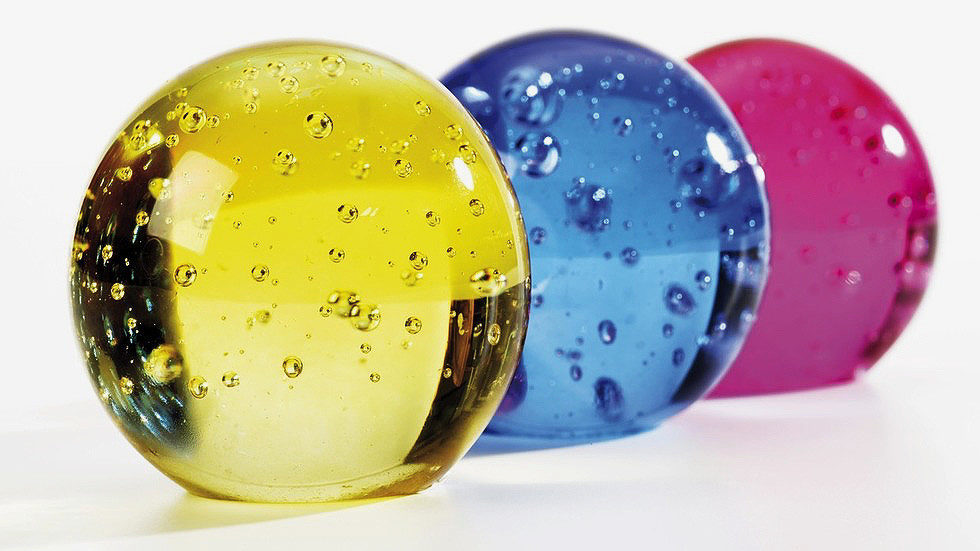 colored glass spheres