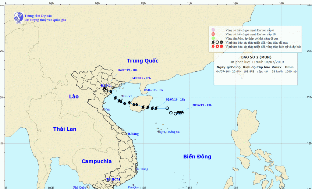 Track of TD ‘Mun’ in Vietnam, July 2019.