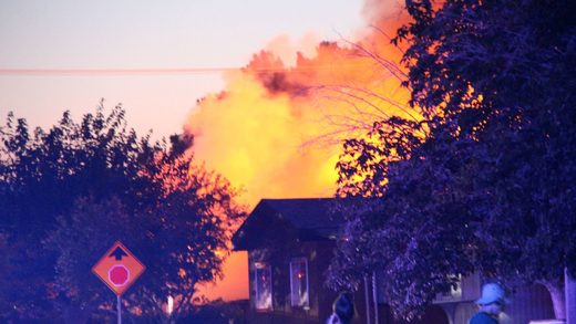 A house burns in Ridgecrest, near the quake's epicentre