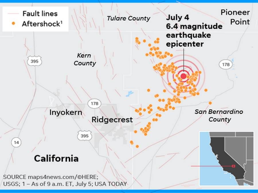 aftershock ridgecrest CA earthquake map