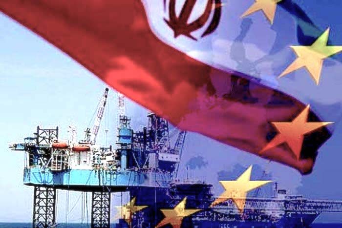 EU/Iran flag, rig