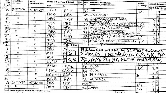 Flight log Epstein