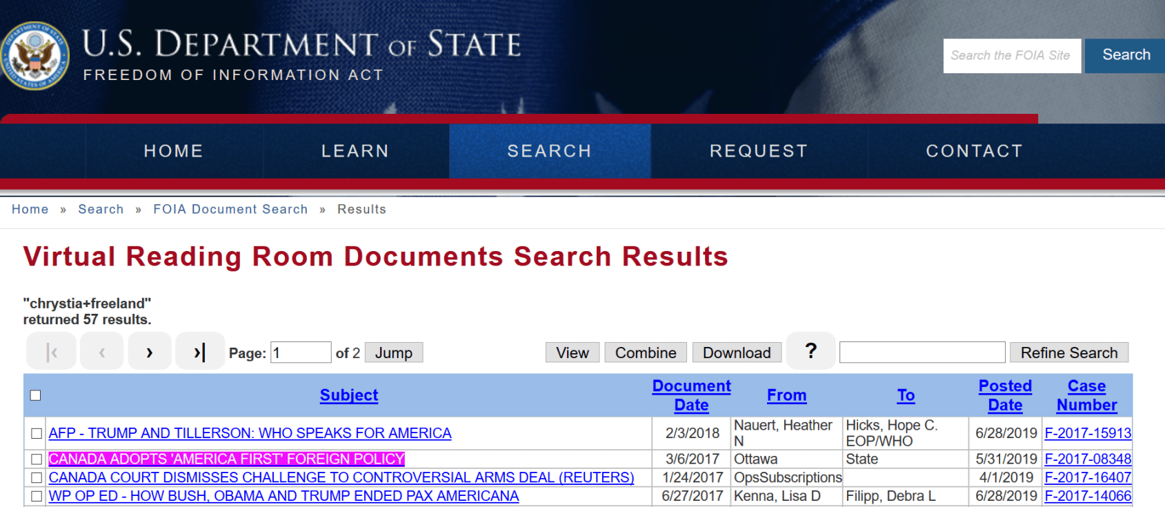state department search results canada us first
