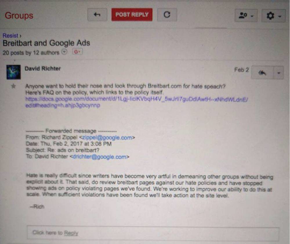 Click to enlarge google breitbart petition ban