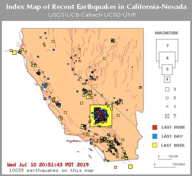 California earthquakes map