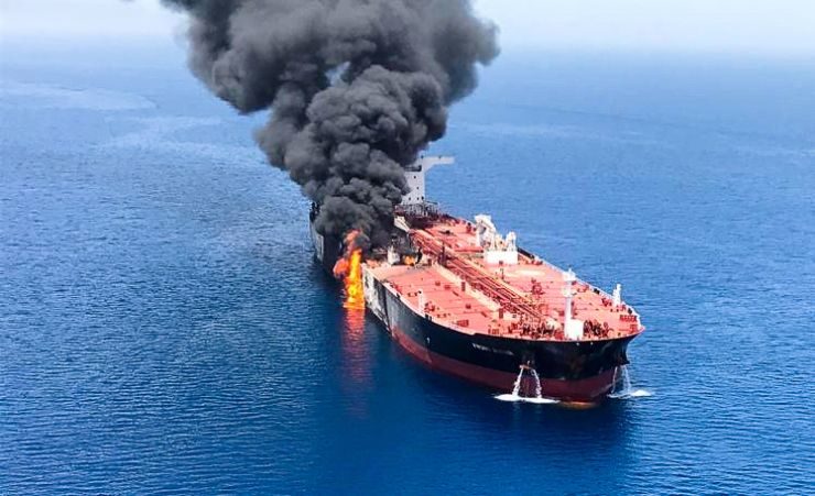 Click to enlarge oil tankern attack Gulf of Oman June 2019