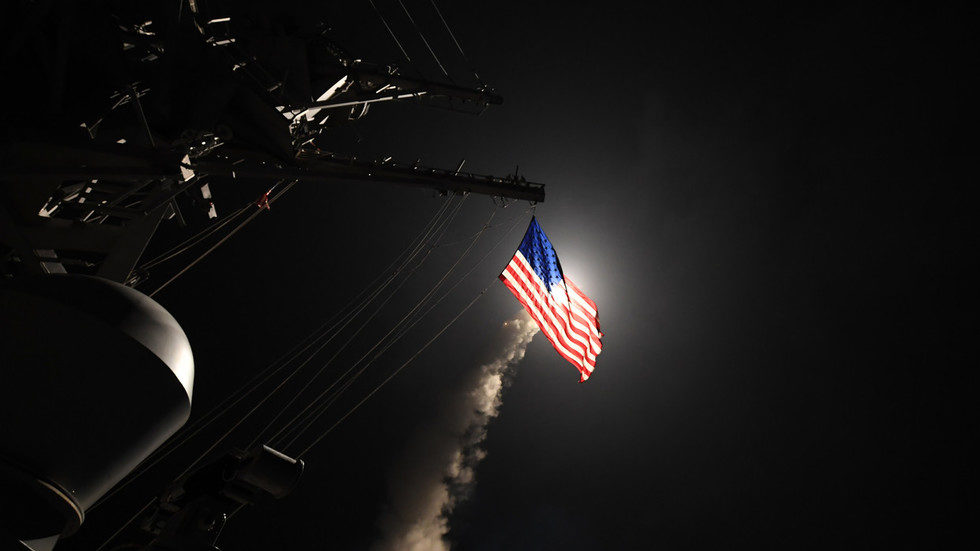 US flag on Navy ship