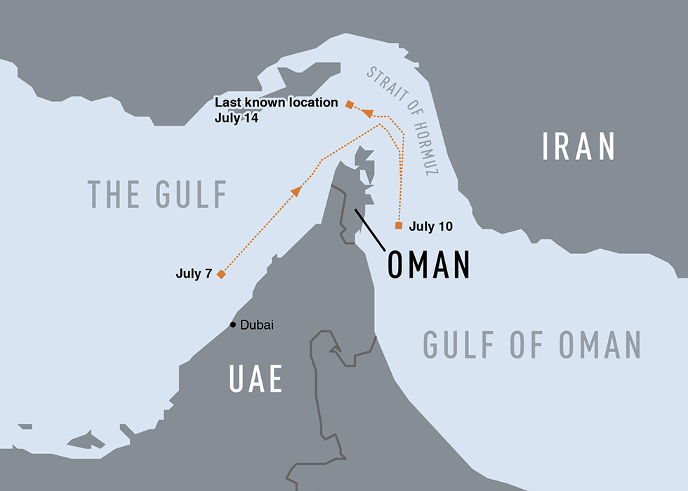 Click to enlarge vanished tanker route hormuz
