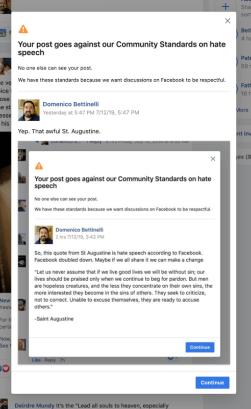 hate speech augustine FB