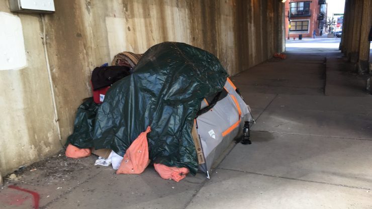 Click to enlarge homless in tent