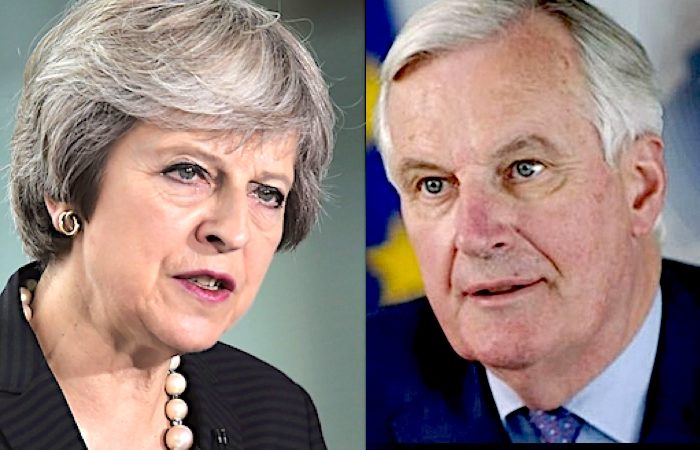 Theresa May Michel Barnier