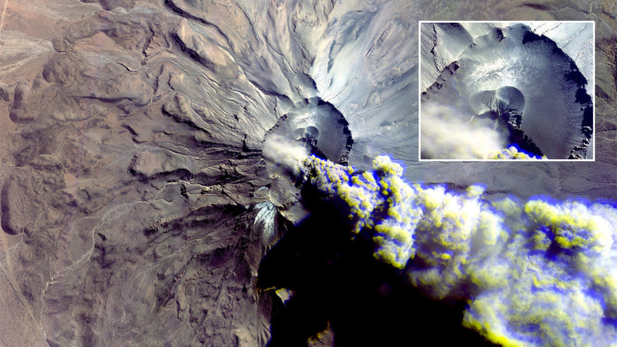 The Ubinas volcano snapped from space.