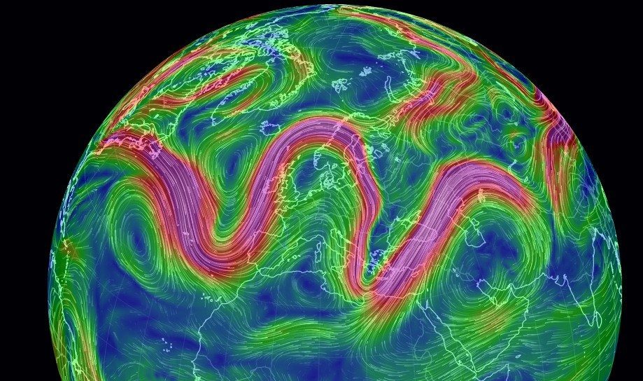 Click to enlarge This week’s meridional (wavy) jet stream flow over Europe –associated with low solar activity– bringing heat to central/western regions and cold to eastern parts.