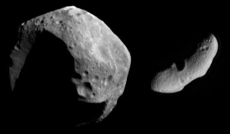 Image of two different asteroids captured by NASA