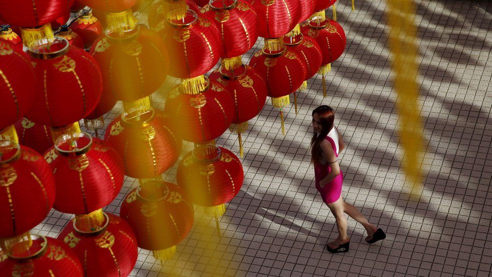 Chinese lanterns Kuala Lumpur, Malaysia woman