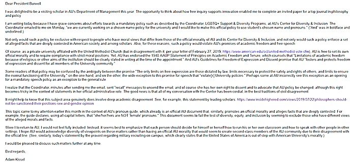 Click to enlarge Kissel Letter