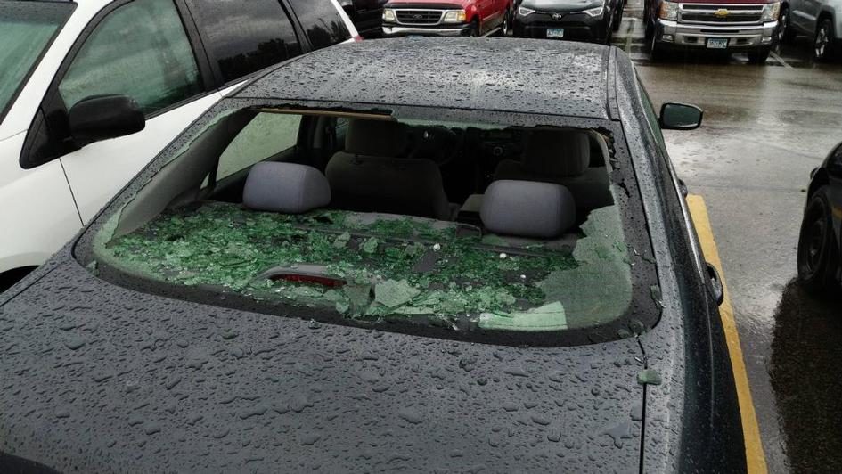 Hail damage in Brooklyn Park