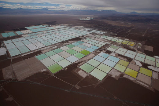 Brine pools SQM lithium mine Atacama salt flat