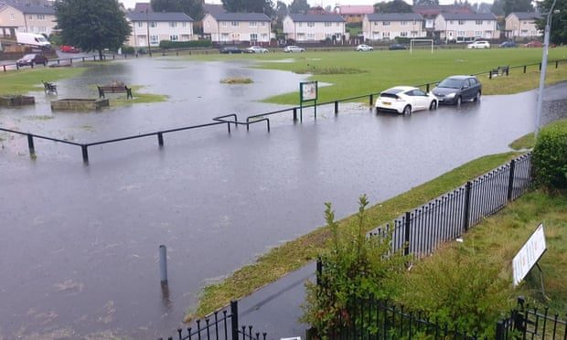 Localised flooding in Wrexham, UK.
