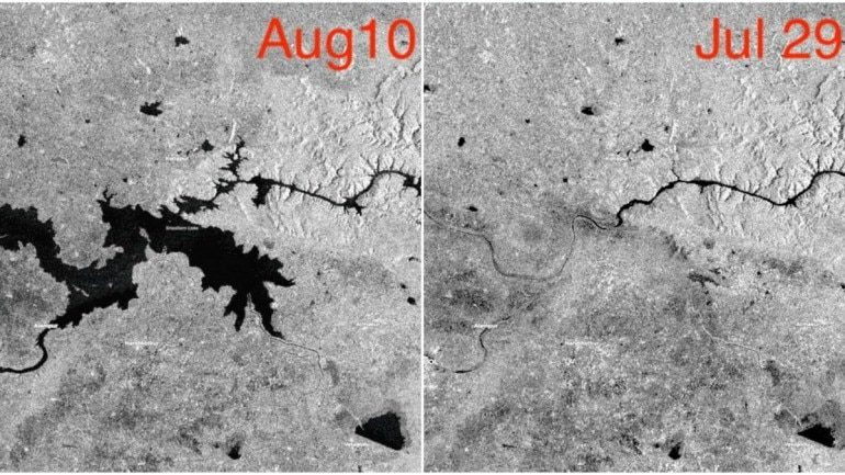 Black colour in the images are water; it is a flood-affected area.