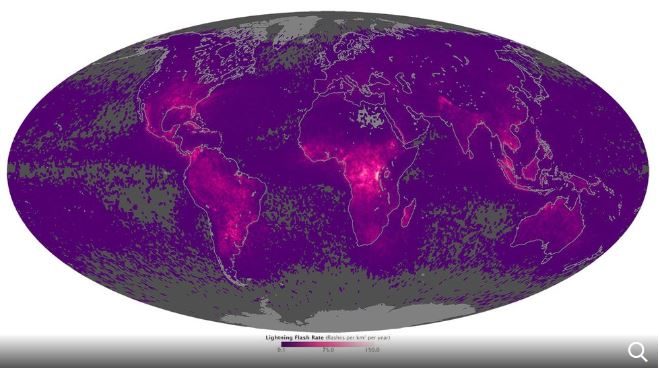 Click to enlarge Global lightning map