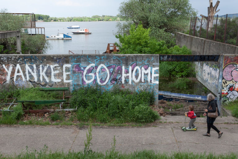 Click to enlarge yankee go home anti US graffitee