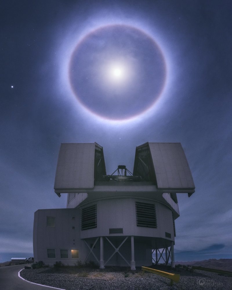 Moon halo over Chile