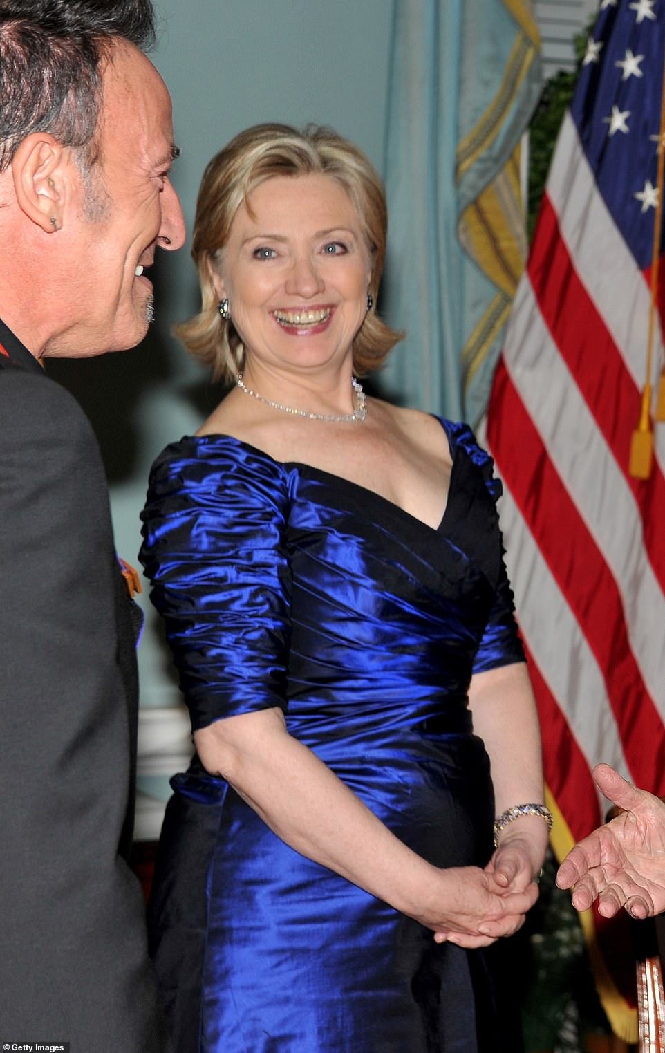 Click to enlarge Clinton blue dress