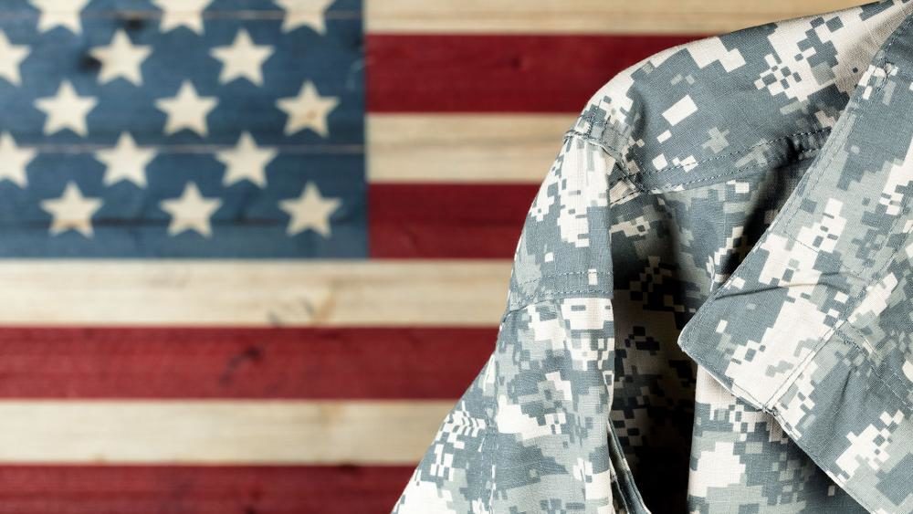US flag and military