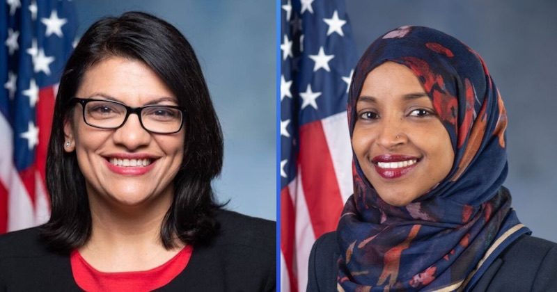 Click to enlarge Representative Rashida Tlaib (L) and Representative Ilhan Omar